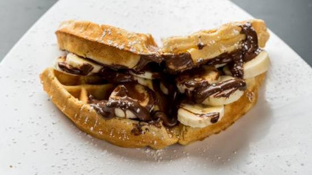 Nutella And Banana Waffle Sandwich