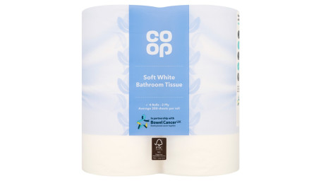 Co-Op Soft White Bathroom Tissue 4 Rolls 2-Ply