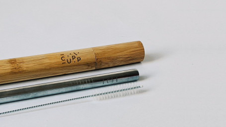 Bamboo Case Stainless Steel Straw