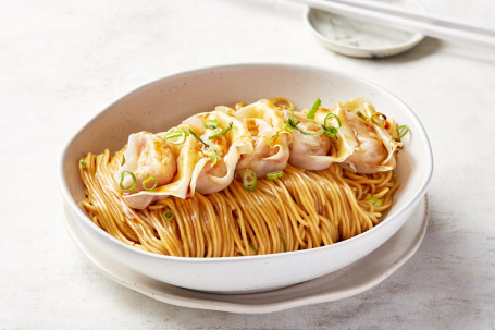 Shrimp And Pork Wonton Dry Noodle With Special Shallot Sauce