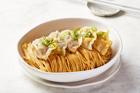 Chicken And Mushroom Dumpling Dry Noodle With Special Shallot Sauce