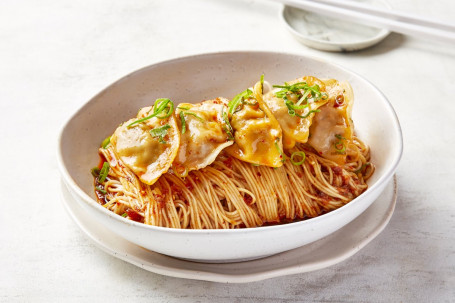 Chicken And Mushroom Dumpling Noodle With Spicy Sauce