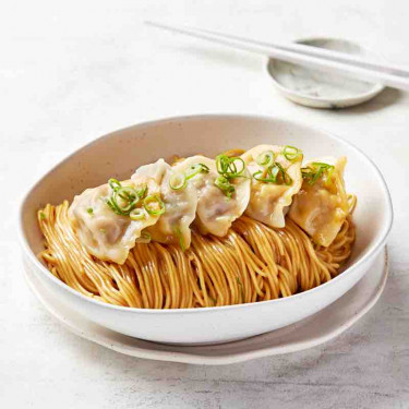 Chicken Mushroom Dumpling Dry Noodle With Special Shallot Sauce