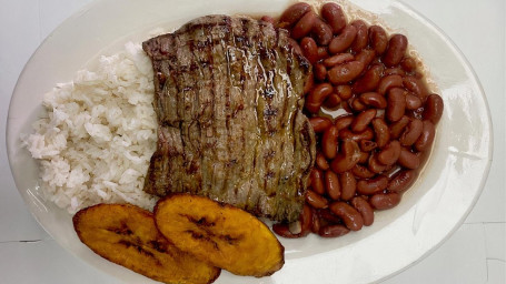 12. Beef With Rice, Beans And Sweet Plantains Carne De Res Con Arroz , Frijoles Y Maduros