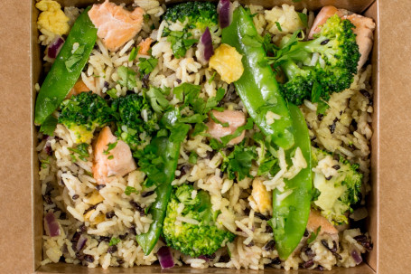 Salmon Rice Stir-Fry With Broccoli