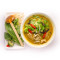 Vegan chicken curry noodle soup