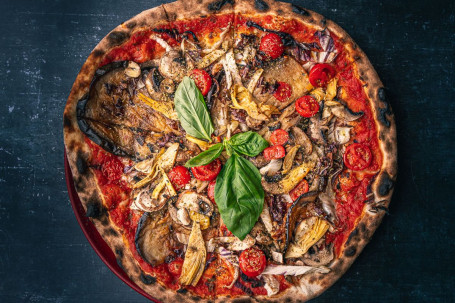 Pizza Vegan, Tomato, Mushrooms, Radicchio And Aubergine