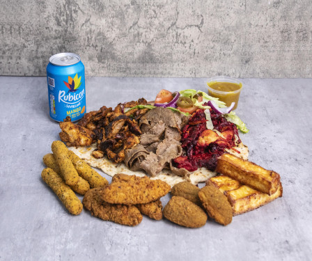 Large Kebab Meat Naan, Cone Of Chips, A Side, 4Oz Sauce& 330Ml Drink