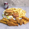 Rooster Chicken Fillet Burger Chips, a Side, 4oz Sauce 330ml Drink