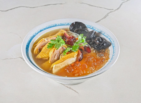 Yào Shàn Táo Jiāo Nóng Chǎng Jī Yī Rén Shāng Wù Tào Cān Medicinal Peach Gum Farm Chicken Set Menu For One