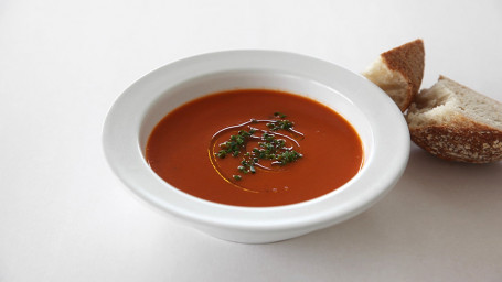 Seasonal Organic Vegetable Soup Of The Day And Freshly Baked Bread (Vegan)