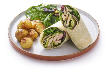 Salmon And Scrambled Egg With Arugula Salad Wrap