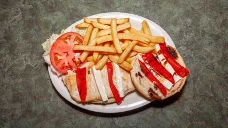 Grilled Chicken, Mozzarella Roasted Peppers Sandwich