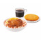 jiàng shāo jī bā fān jiā nóng tāng niǔ niǔ fěn cān/Roast Chicken Filet Macaroni Breakfast Combo
