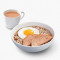 Cān Ròu Jiān Dàn Jí Shí Miàn． Pèi Chá Fēi Luncheon Meat Fried Egg W Instant Noodles． W Tea Or Coffee