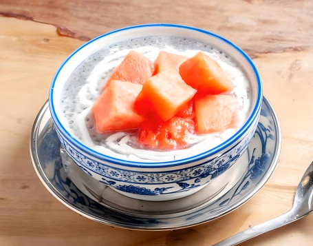 Xī Guā Hēi Zhēn Zhū Lán Xiāng Zi Basil Seeds In Coconut Milk With Chopped Watermelon