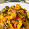 Green thai prawn curry (served with rice).
