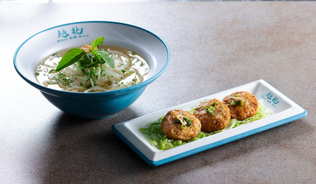 Huì Ān Lián Ǒu Xiā Bǐng Lāo Méng Huò Tāng Fěn Lotus Root Prawn Cakes W/ (Cold Rice Vermicelli Or Pho)