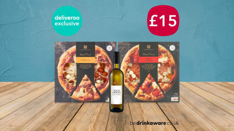 Exclusive: 2 Irresistible Pizzas Wine £15 (Save £9.10)