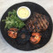Hereford Rib Eye Well Done with Chips, Roast Mushroom, Grilled Tomato, Bearnaise