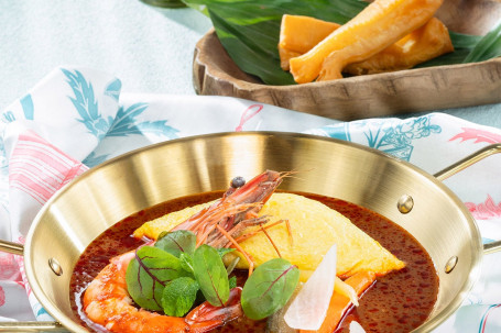 Asam Pedas Spicy And Sour Tiger Prawn Omelette Yà Cān Suān Là Dà Xiā Yǎn Liè