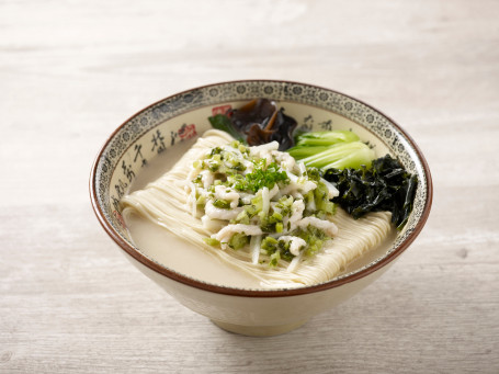 H8 Xuě Cài Ròu Sī Zhū Gǔ Tāng Lā Miàn La Mian With Shredded Pork And Preserved Vegetable In Signature Pork Bone Soup
