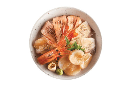 Zhì Shāo Sì Sè Jǐng Quattro Seared Seafood Don