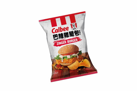 Kǎ Lè B X Kfc Bā Là Jī Tuǐ Bāo Wèi Shǔ Piàn32Kè/Calbee X Kfc Zinger Burger Chips De Cartofi Cu Aromă 32G