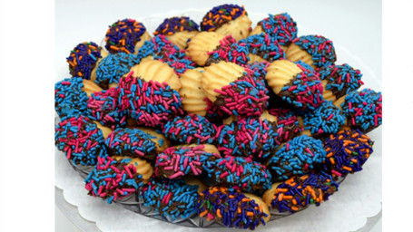 Chocolate Dipped Butter Cookies With Sprinkles