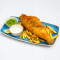 Gluten Free Beer Battered Haddock Large, With Chips, Tartare Sauce And Lemon Wedge. Gluten Free