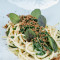 Spaghetto Chitarra, Bottarga, Foglie Di Capperi E Polvere Di Olive Nere