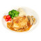 (D) Hòu Qiè Jī Bā Pèi Niǔ Lún Bǎo Cháng Jí Shǔ Cài Thick Cut Chicken Steak With Nurenberger Sausage, Mashed Potato And Vegetables