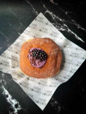 Blackcurrant White Chocolate Pudding Doughnut