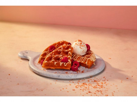 White Chocolate, Raspberry Coconut American Waffle