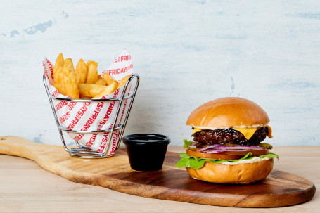 Fridays Trade; Signature Whiskey Glaze Single Stack Burger And Fries