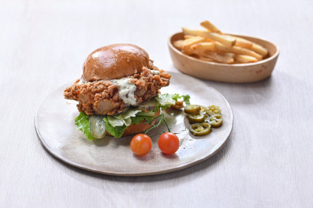 Fried Chicken Burger Xiāng Cuì Zhà Jī Niú Yóu Guǒ Hàn Bǎo Pèi Shǔ Tiáo