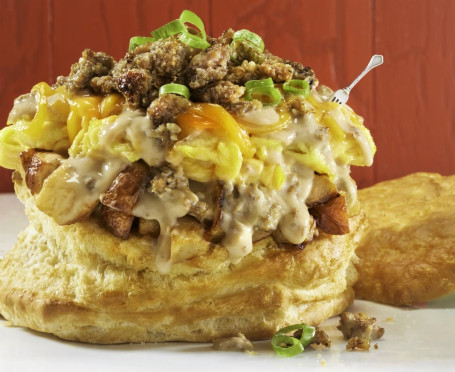 Loaded Biscuit N Gravy Breakfast Bowl