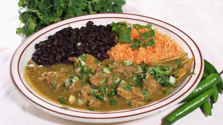 Chile Verde Nayarita With Rice, Beans Tortillas