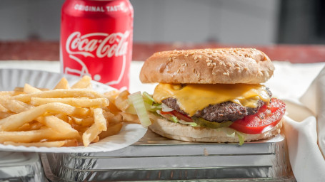 Cheese Burger With Fries 20 Oz. Soda