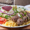 Steak Skewers with Rice Greek Salad