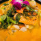 Grilled Salmon Lychee yellow Curry Sauce
