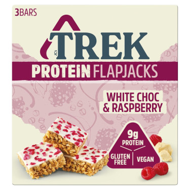 Trek Protein Flapjacks White Choc Raspberry 3 X 50G