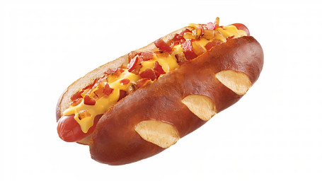 6 Premium Beef Hot Dogs: Cheesy Bacon Pretzel Dog