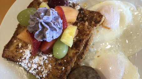 Fresh Fruit French Toast, Eggs, Meat